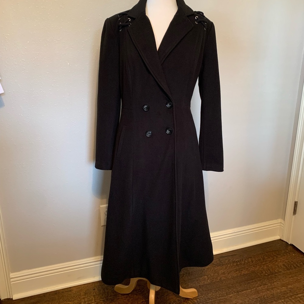 Venus Long Black Double Breasted Coat New Without Tags